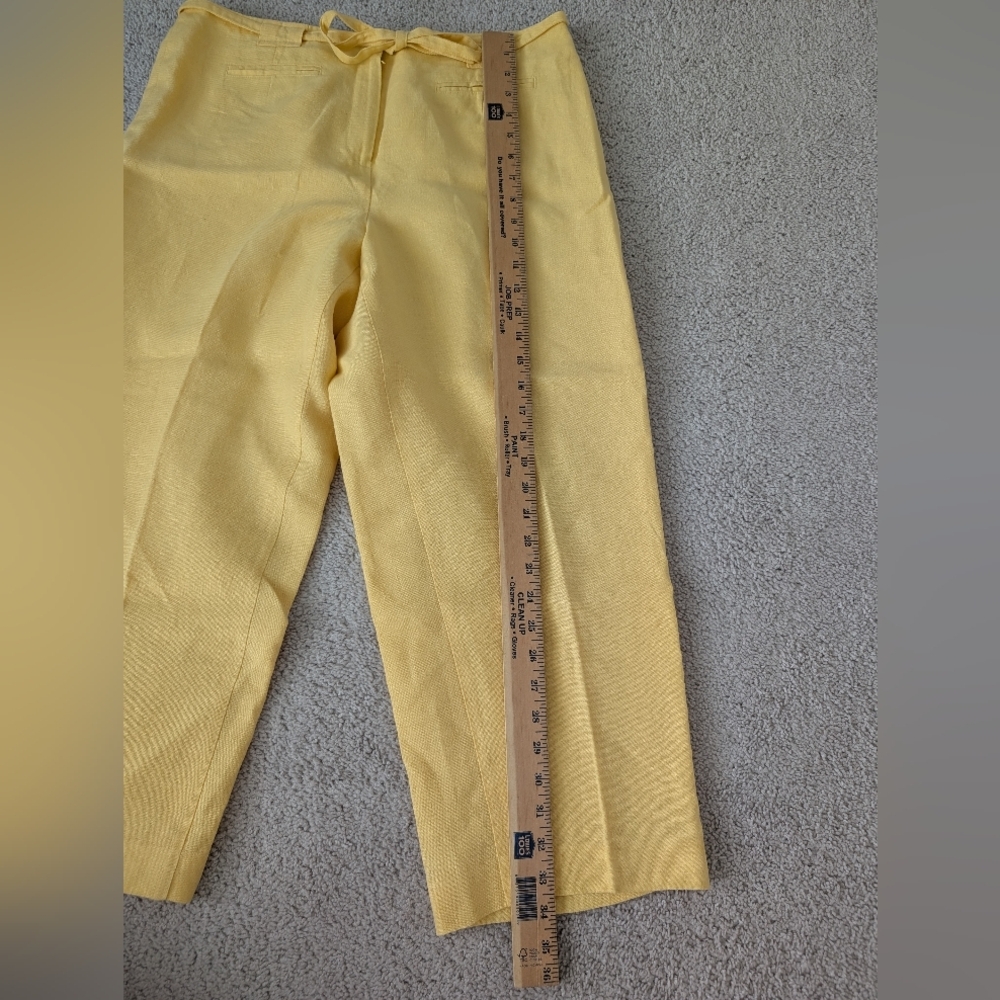 VTG Talbots Irish Linen Butter Yellow Minimalist Classic Crop Style Pants 14 - Picture 10 of 13